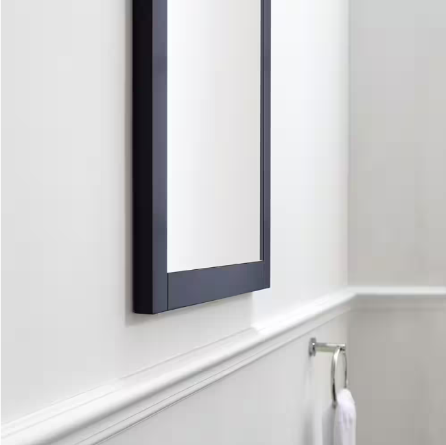 Home Decorators Collection Woodfall 34 in. W x 34 in. H Square Framed Wall Mount Bathroom Vanity Mirror in Midnight Blue