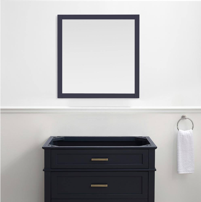 Home Decorators Collection Woodfall 34 in. W x 34 in. H Square Framed Wall Mount Bathroom Vanity Mirror in Midnight Blue