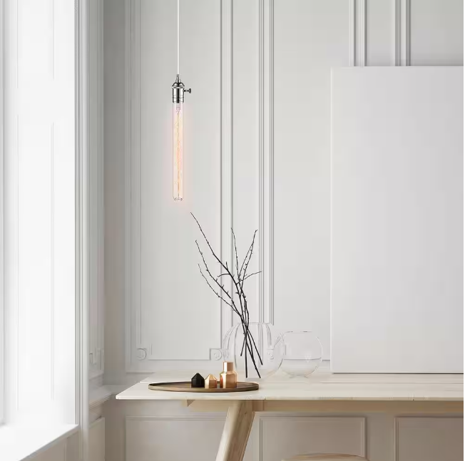 Globe Electric 60 Watt T12 Tube Dimmable Spiral Filament Vintage Edison Incandescent Light Bulb, Warm Candle Light