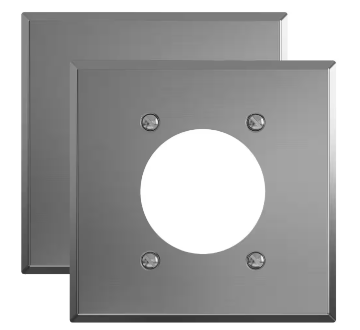 ELEGRP 2.15 in. 2-Gang Flush Mount Power Single Outlet Stainless Steel Wall Plate (2-Pack)