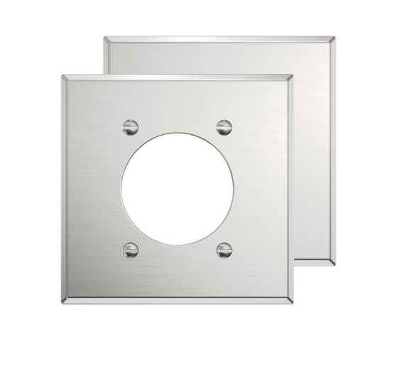 ELEGRP 2.15 in. 2-Gang Flush Mount Power Single Outlet Stainless Steel Wall Plate (2-Pack)