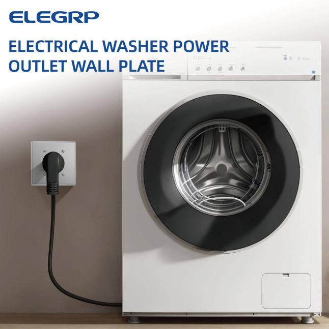 ELEGRP 2.15 in. 2-Gang Flush Mount Power Single Outlet Stainless Steel Wall Plate (2-Pack)
