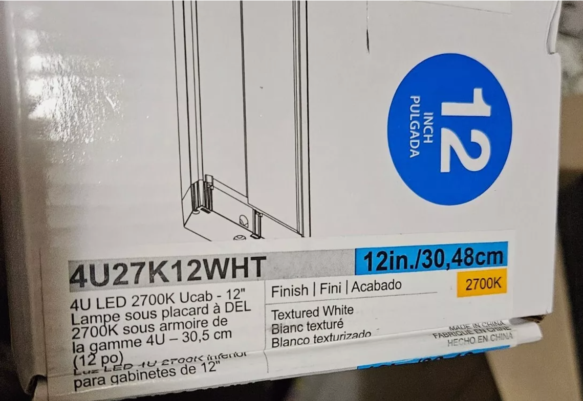 KICHLER 4U Series 12 in. 2700K LED Textured White Under Cabinet Light with Frosted Diffuser