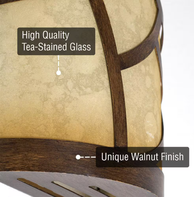 Kira Home Cromwell Wood Style Walnut Traditional Chime Cover with Tea-stained Glass