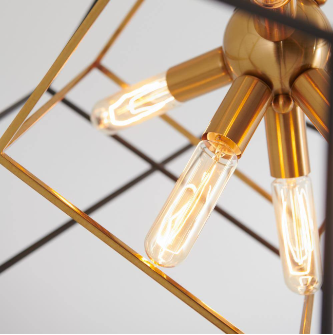 Artika Imperium 9-Light Black & Gold Modern Sputnik Geometric Cage Chandelier Light Fixture