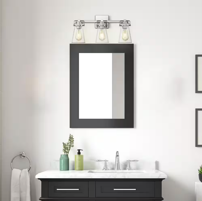 Home Decorators Collection Stonedale 20 in. 3-Light Chrome Vanity Light