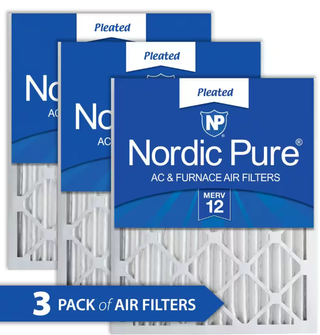 Nordic Pure 20 in. x 25 in. x 2 in. Allergen Pleated Furnace Air Filter MERV 12 (3-Pack)