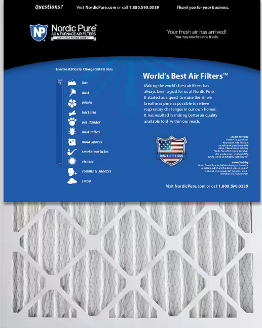 Nordic Pure 20 in. x 25 in. x 2 in. Allergen Pleated Furnace Air Filter MERV 12 (3-Pack)