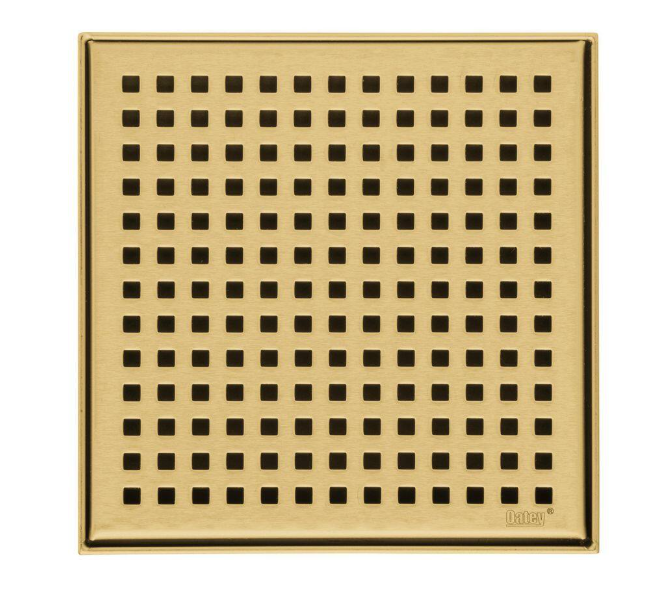 Oatey Designline 6 in. x 6 in. Stainless Steel Square Shower Drain with Square Pattern Drain Cover in Brushed Gold