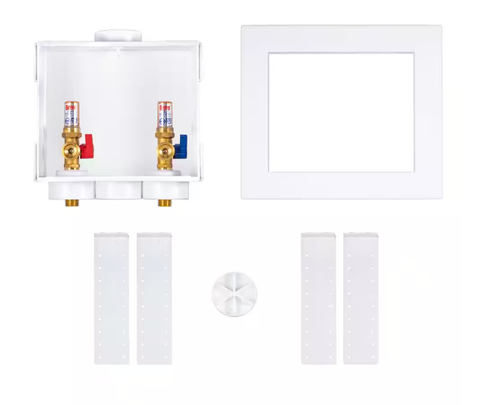Quadtro 1/4 in. Turn Copper Washing Machine Outlet Box with Water Hammer Arrestor