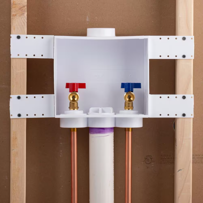 Quadtro 1/4 in. Turn Copper Washing Machine Outlet Box with Water Hammer Arrestor