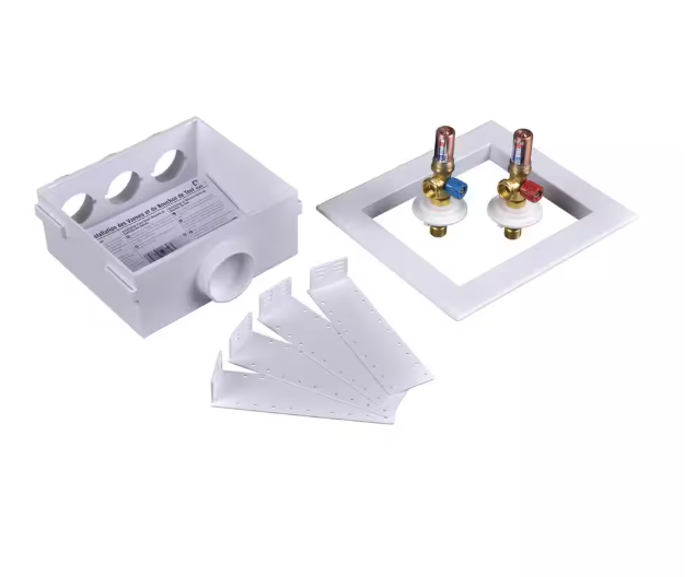 Quadtro 1/4 in. Turn Copper Washing Machine Outlet Box with Water Hammer Arrestor