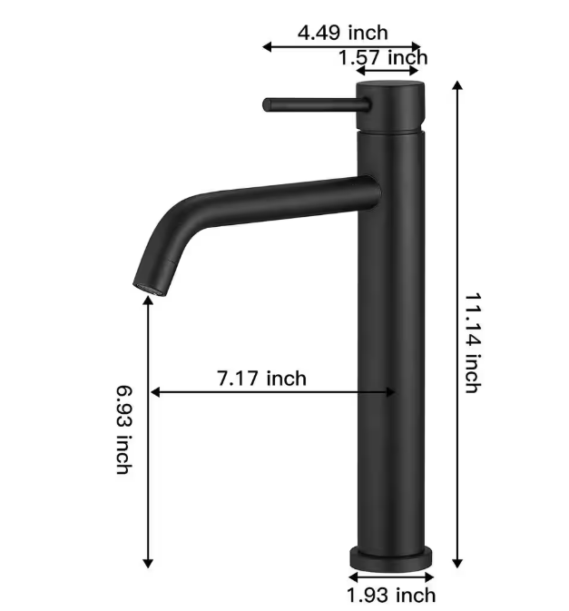 BWE Single Hole Single Handle Bathroom Vessel Sink Faucet With Pop Up Drain Without Overflow in Matte Black