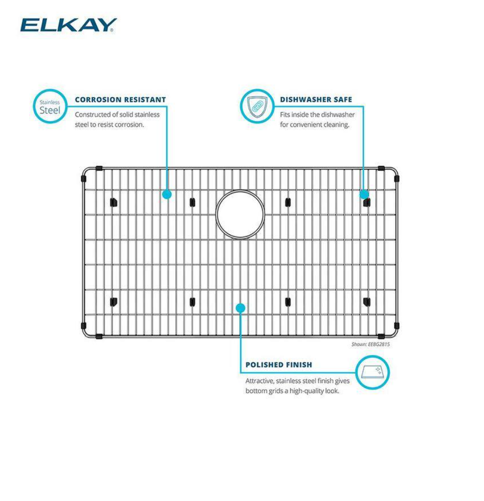 Elkay Crosstown 14.375 in. x 28.875 in. Bottom Grid for Kitchen Sink in Stainless Steel