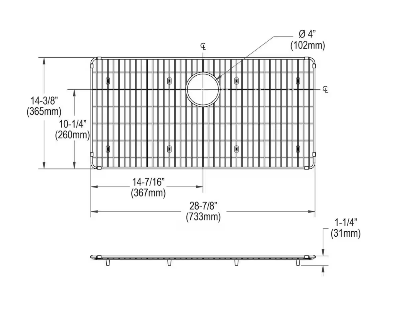 Elkay Crosstown 14.375 in. x 28.875 in. Bottom Grid for Kitchen Sink in Stainless Steel