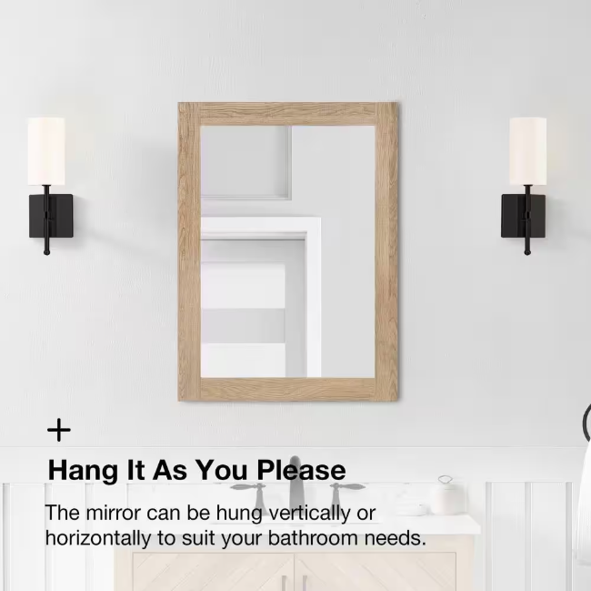 Glacier Bay Huckleberry 24 in. W x 32 in. H Rectangular Framed Wall Mount Bathroom Vanity Mirror in Weathered Tan