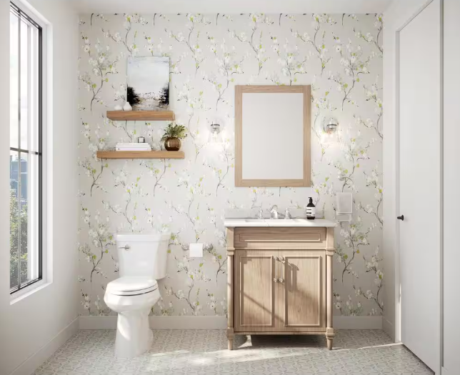 Glacier Bay Huckleberry 24 in. W x 32 in. H Rectangular Framed Wall Mount Bathroom Vanity Mirror in Weathered Tan