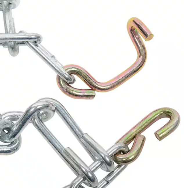 OAKTEN 4.10/3.5x4 in. 2-Link Tire Chains Replace Peerless 1060456, Zinc Plated Chains, Set of 2