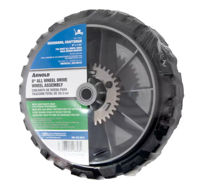 Arnold 8 in. x 1.75 in. All-Wheel Drive Wheel Assembly for Walk-Behind Mowers Replaces OEM 580365301 and 5913198101
