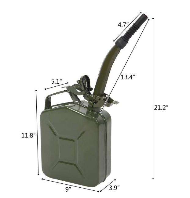 Karl home 5 L (1.25 gal) 0.6 mm Cold Rolled Steel Gas Can US Style
