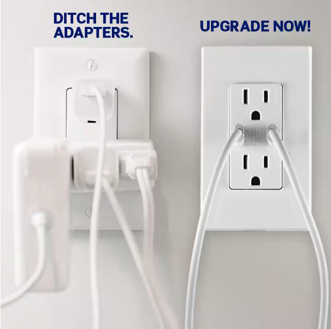 Leviton Decora 15 Amp Tamper Resistant Duplex Outlet with 30W USB-C Power Delivery Charger, Gray (1-Pack)