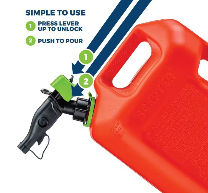 Scepter 5 Gal. Smart Control Gas Can with Rear Handle, Red Fuel Container
