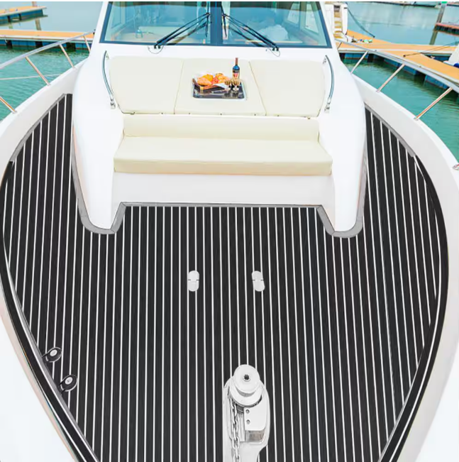 EVA Foam Faux Teak Boat Decking Sheet 94.5 in. x 47.2 in. 6 mm Thick Non-Skid Self-Adhesive for Boat Flooring
