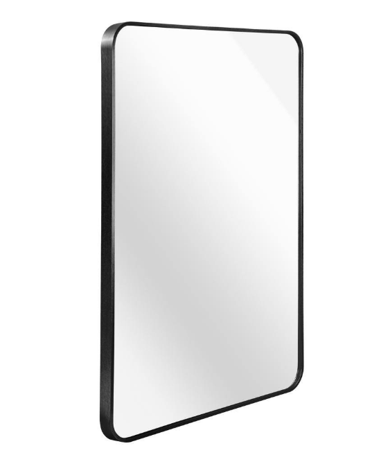 HUOVTR 24 in. W x 32 in. H Black Rectangle Framed Mirror