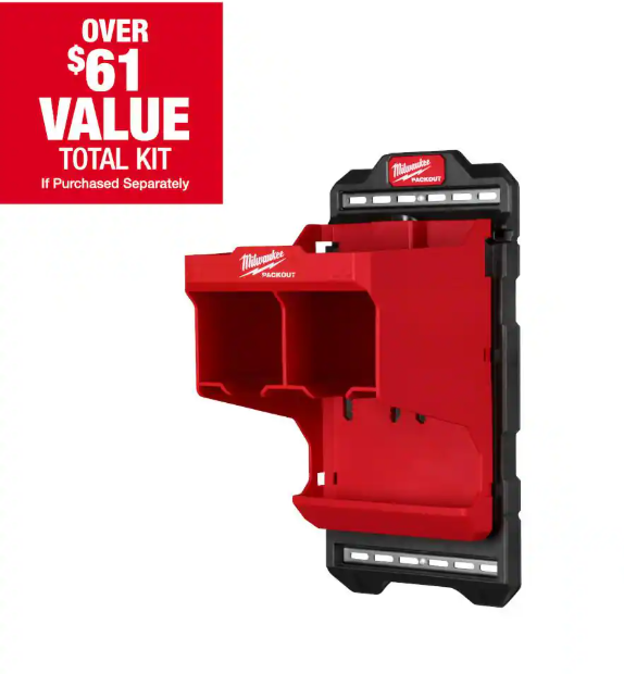Milwaukee PACKOUT Wall Plate 20 in. H x 10.25 in. W Slatwall Accessories With Tool Holders in Black