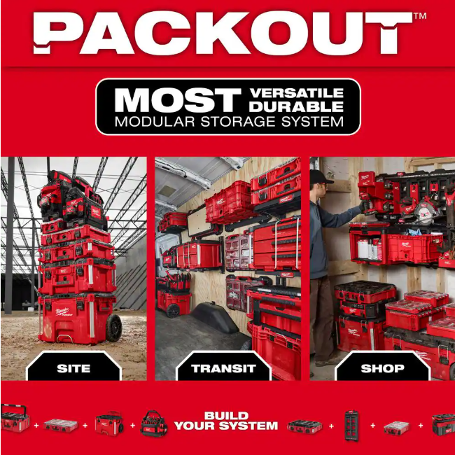 Milwaukee PACKOUT Wall Plate 20 in. H x 10.25 in. W Slatwall Accessories With Tool Holders in Black