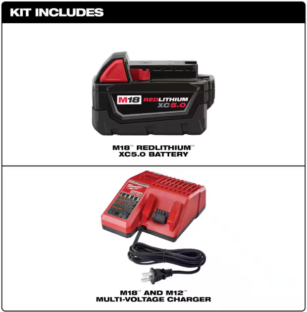 Milwaukee M18 18-Volt Lithium-Ion XC Starter Kit with One 5.0Ah Battery and Charger