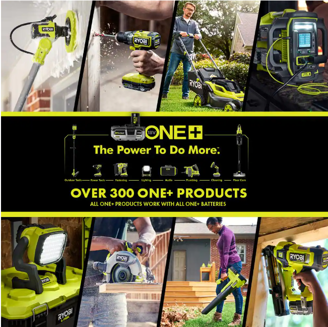 RYOBI ONE+ 18V Cordless 6-Tool Combo Kit with 1.5 Ah Battery, 4.0 Ah Battery, and Charger