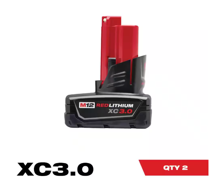 (2-Pack) Milwaukee M12 12-Volt Lithium-Ion XC Extended Capacity 3.0 Ah Battery Pack