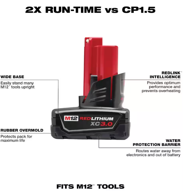 (2-Pack) Milwaukee M12 12-Volt Lithium-Ion XC Extended Capacity 3.0 Ah Battery Pack