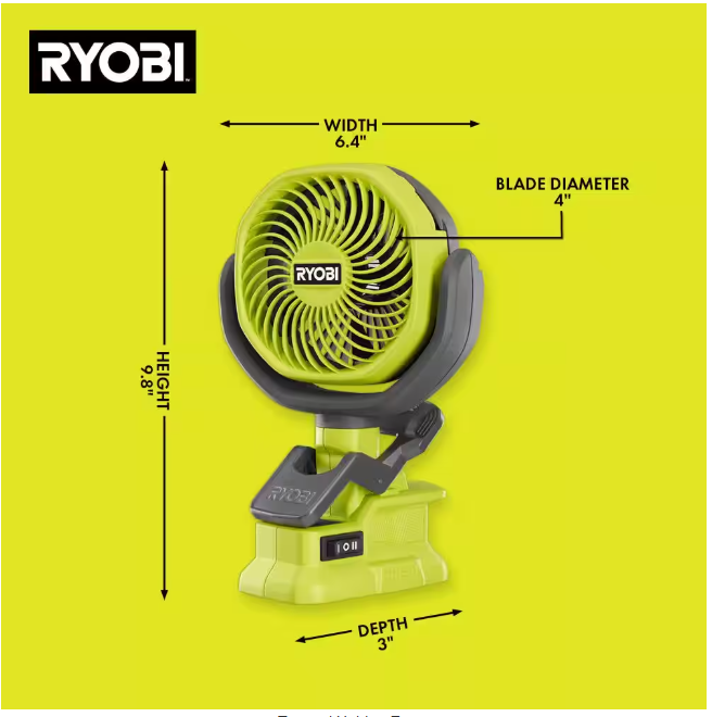 RYOBI ONE+ 18V Cordless 4 in. Clamp Fan (Tool Only)