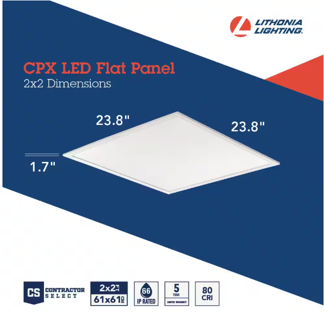Lithonia Lighting Contractor Select CPX 2 ft. x 2 ft. Adjustable Lumens Integrated LED Panel Light with Switchable White Color Temperature
