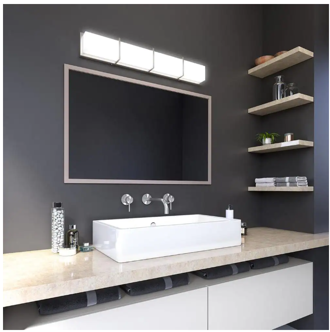 Artika Subway 35 in. 4-Light Stainless Steel Modern Integrated LED Vanity Light Bar for Bathroom