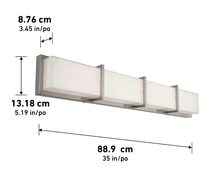 Artika Subway 35 in. 4-Light Stainless Steel Modern Integrated LED Vanity Light Bar for Bathroom