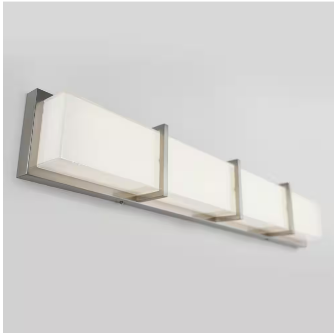 Artika Subway 35 in. 4-Light Stainless Steel Modern Integrated LED Vanity Light Bar for Bathroom