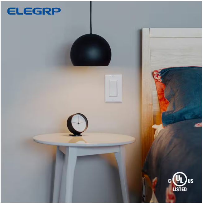 ELEGRP Decor 15 Amp 120-Volt Single Pole Rocker AC Quiet Light Switch, White (10-Pack)