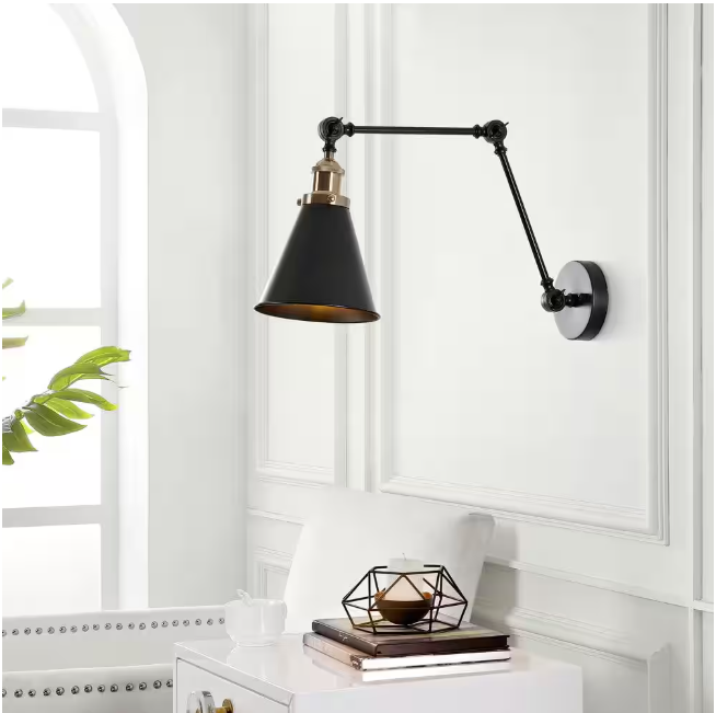 JONATHAN Y Rover 7 in. Black Adjustable Arm Metal LED Wall Sconce