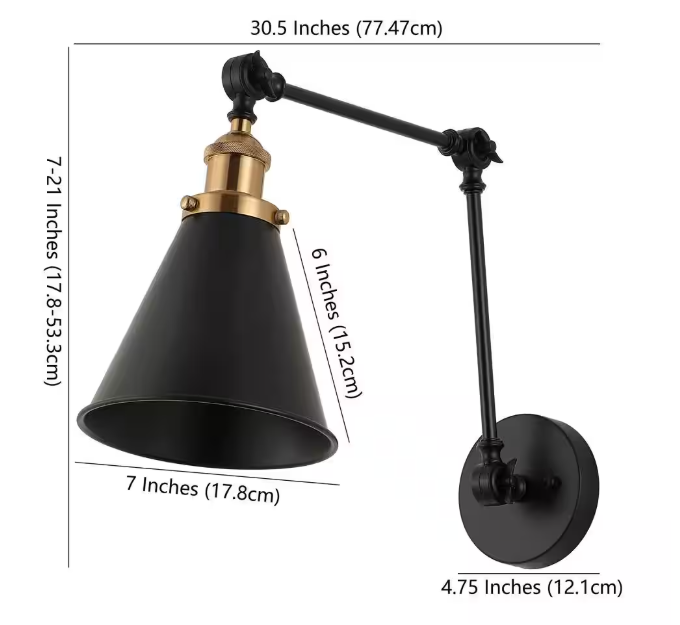 JONATHAN Y Rover 7 in. Black Adjustable Arm Metal LED Wall Sconce