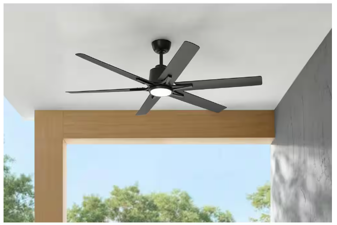 Home Decorators Collection Kensgrove II 60 in. Smart Indoor/Outdoor Matte Black Ceiling Fan with Remote Included Powered by Hubspace