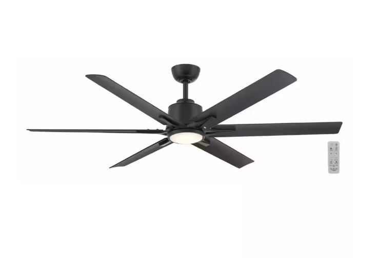 Home Decorators Collection Kensgrove II 60 in. Smart Indoor/Outdoor Matte Black Ceiling Fan with Remote Included Powered by Hubspace