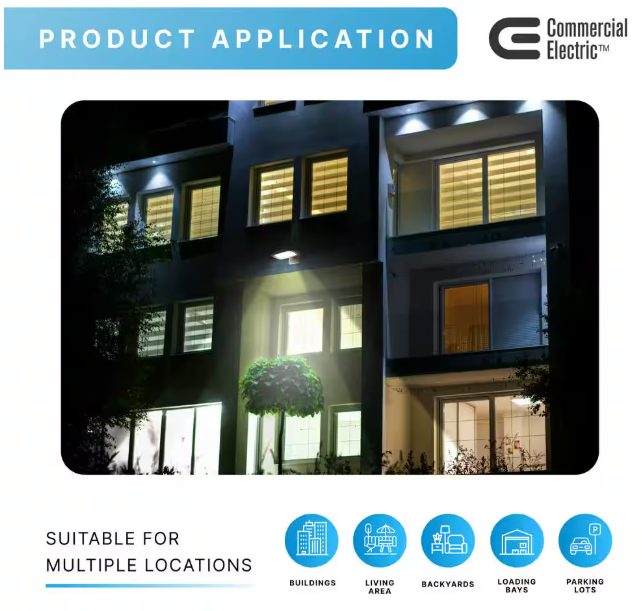 Commercial Electric 550W Equivalent Integrated LED Bronze Outdoor Wall/Flood Light, 8000 Lumens
