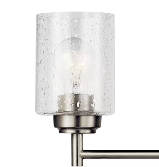 KICHLER Winslow 21.5 in. 3-Light Brushed Nickel Contemporary Bathroom Vanity Light with Clear Seeded Glass