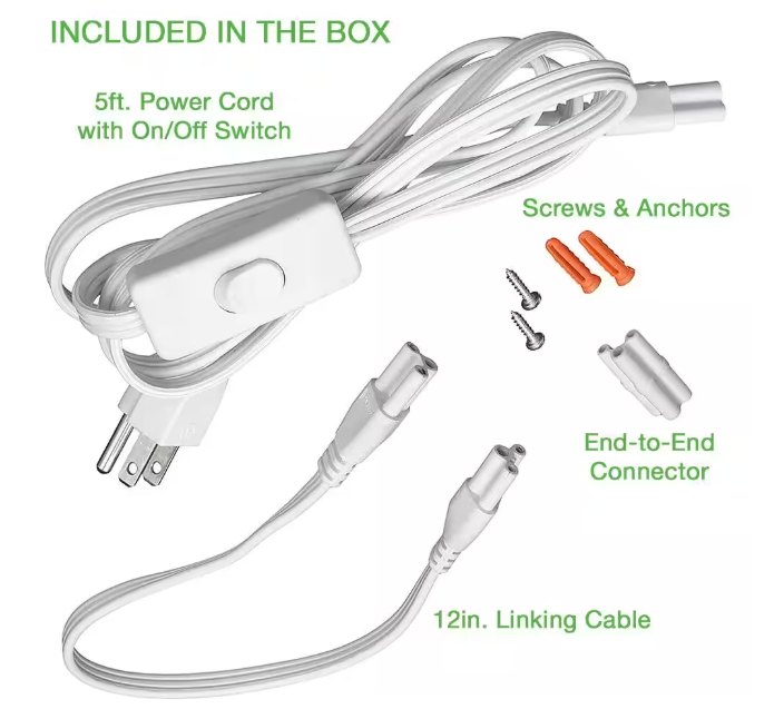 Commercial Electric 2 ft LED Garage Workshop Ceiling Strip Light Plug-In or Hardwire 900 Lumens with Power & Linking Cord 4000K Bright White