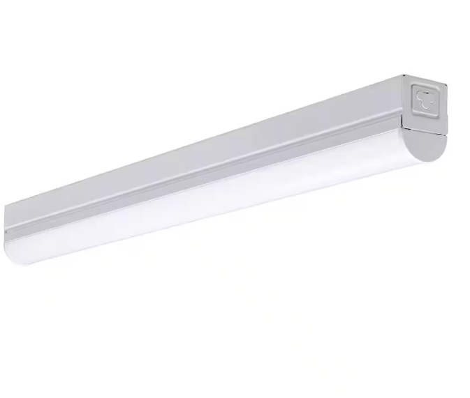 Commercial Electric 2 ft LED Garage Workshop Ceiling Strip Light Plug-In or Hardwire 900 Lumens with Power & Linking Cord 4000K Bright White