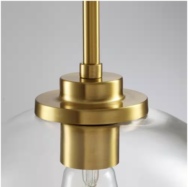 KAISITE 1-Light Gold Shaded Pendant Light with Transparent Glass Shade, Pendant Lighting Fixture for Kitchen Island