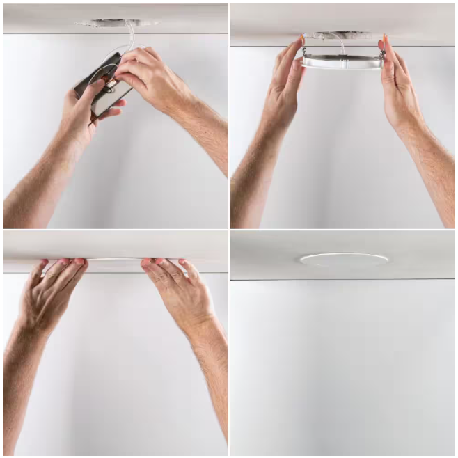 (4 Pack) HALO HLBSL Series 6 in. Adjustable CCT Canless IC Rated Dimmable Indoor, Outdoor Integrated LED Recessed Light Kit